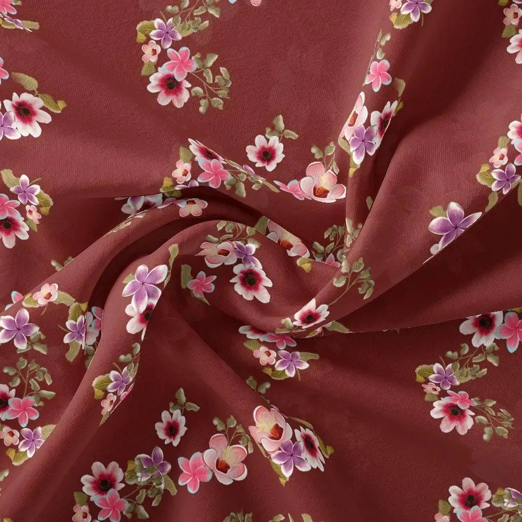 Floating Flowers With Marron Red Digital Printed Fabric - Kora Silk – ks 0 ta05601p1 110 floating flowers with marron red digital printed fabric kora silk 3