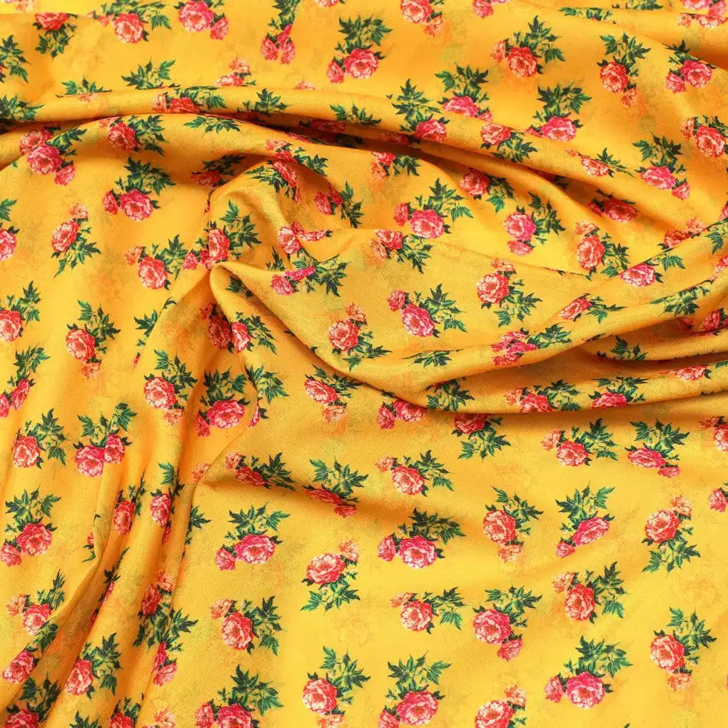 Pink Tiny Flower With Yellow Digital Printed Fabric - Kora Silk – ks 0 ta05637 110 pink tiny flower with yellow digital printed fabric kora silk 3