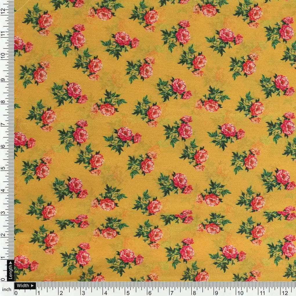 Pink Tiny Flower With Yellow Digital Printed Fabric - Kora Silk – ks 0 ta05637 110 pink tiny flower with yellow digital printed fabric kora silk 4