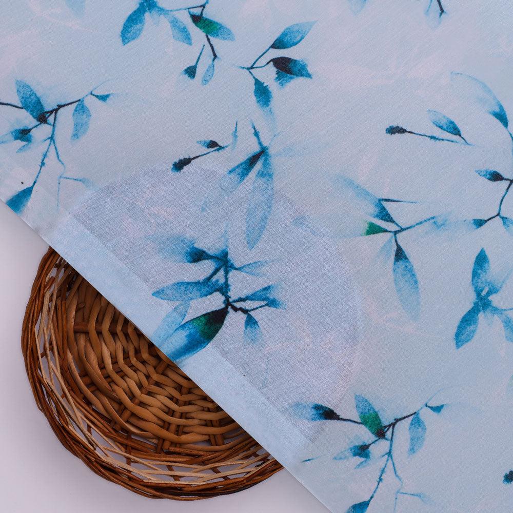 Attractive Sky Blue Leaves Digital Printed Fabric - Kora Silk – ks 0 ta05861p5 110 attractive sky blue leaves digital printed fabric kora silk 2