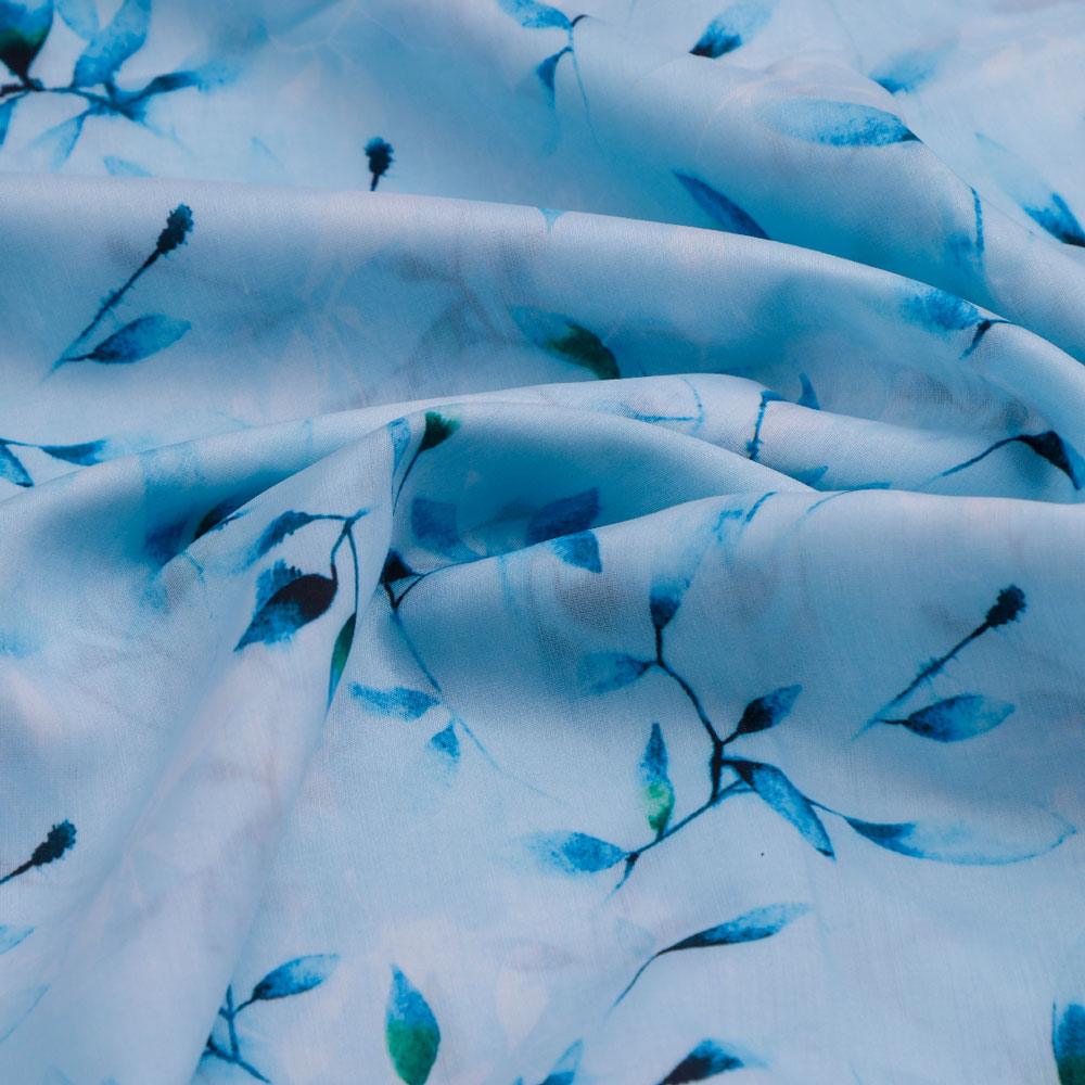 Attractive Sky Blue Leaves Digital Printed Fabric - Kora Silk – ks 0 ta05861p5 110 attractive sky blue leaves digital printed fabric kora silk 3