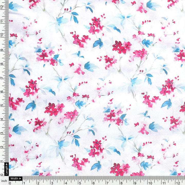 Beautiful Garden Iris Flower Digital Printed Fabric - Kora Silk - FAB VOGUE Studio®
