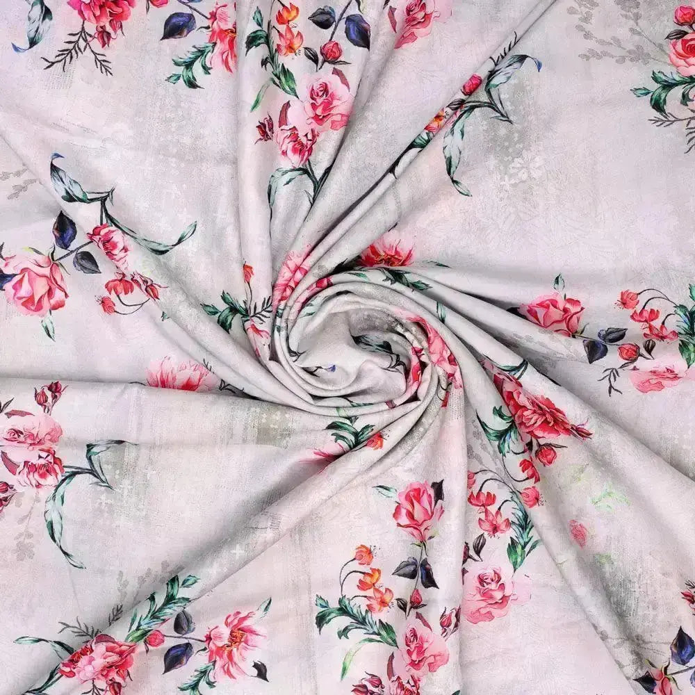 Red Flower Digital Printed Kora Silk Fabric – ks 0 ta059450 111 red flower digital printed kora silk fabric 1