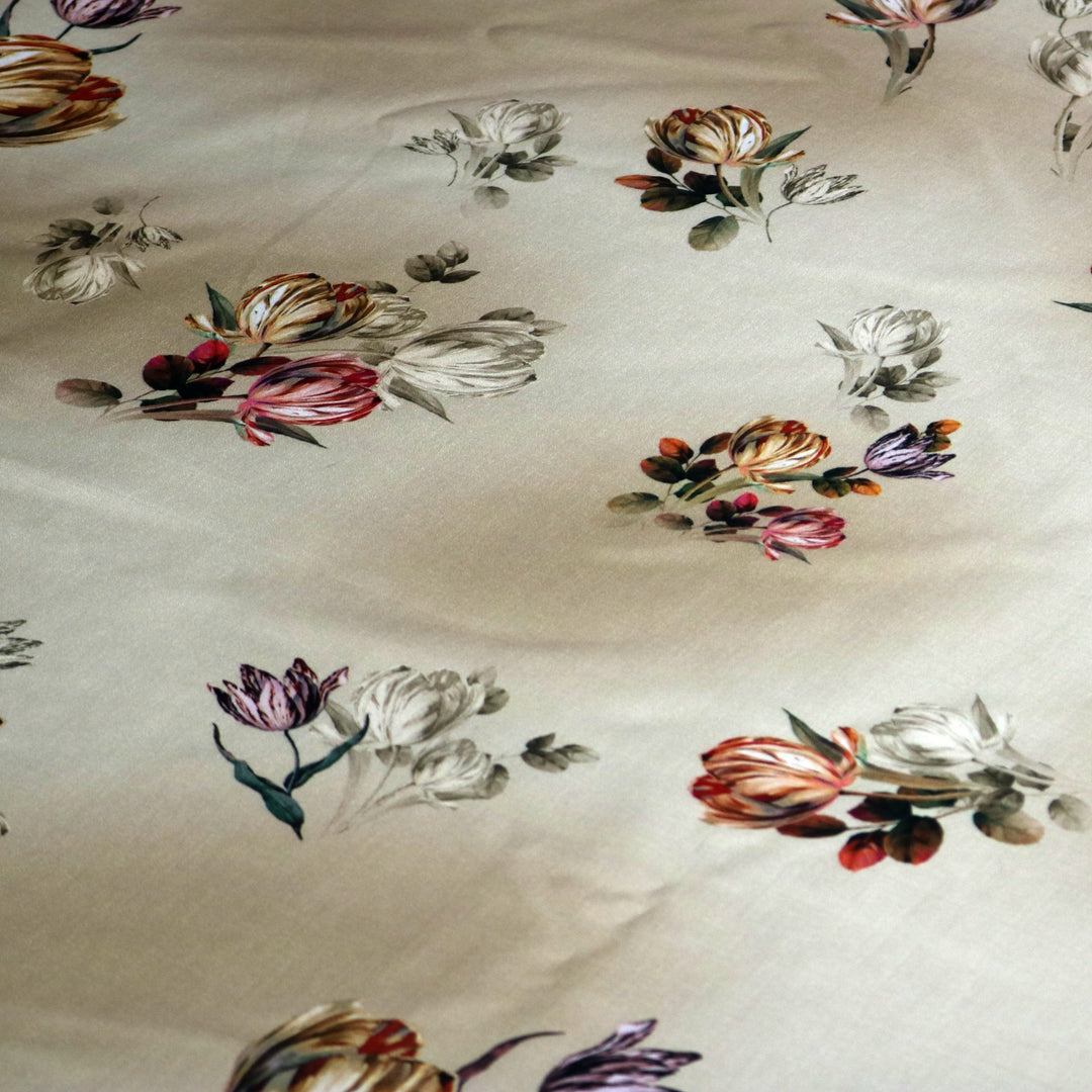 Beautiful Flower Digital Printed Kora Silk Fabric - FAB VOGUE Studio®
