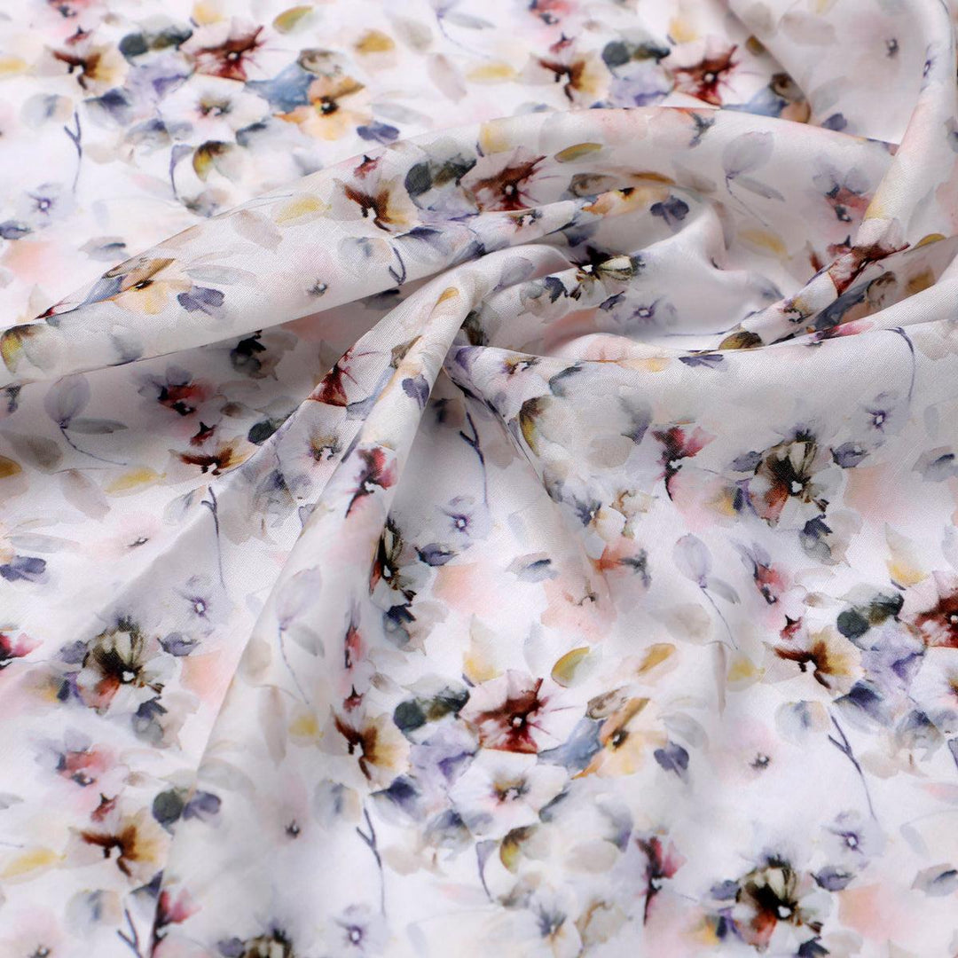 Vintage Pattern Of Chintz And Leaves Digital Printed Fabric - Kora Silk - FAB VOGUE Studio®