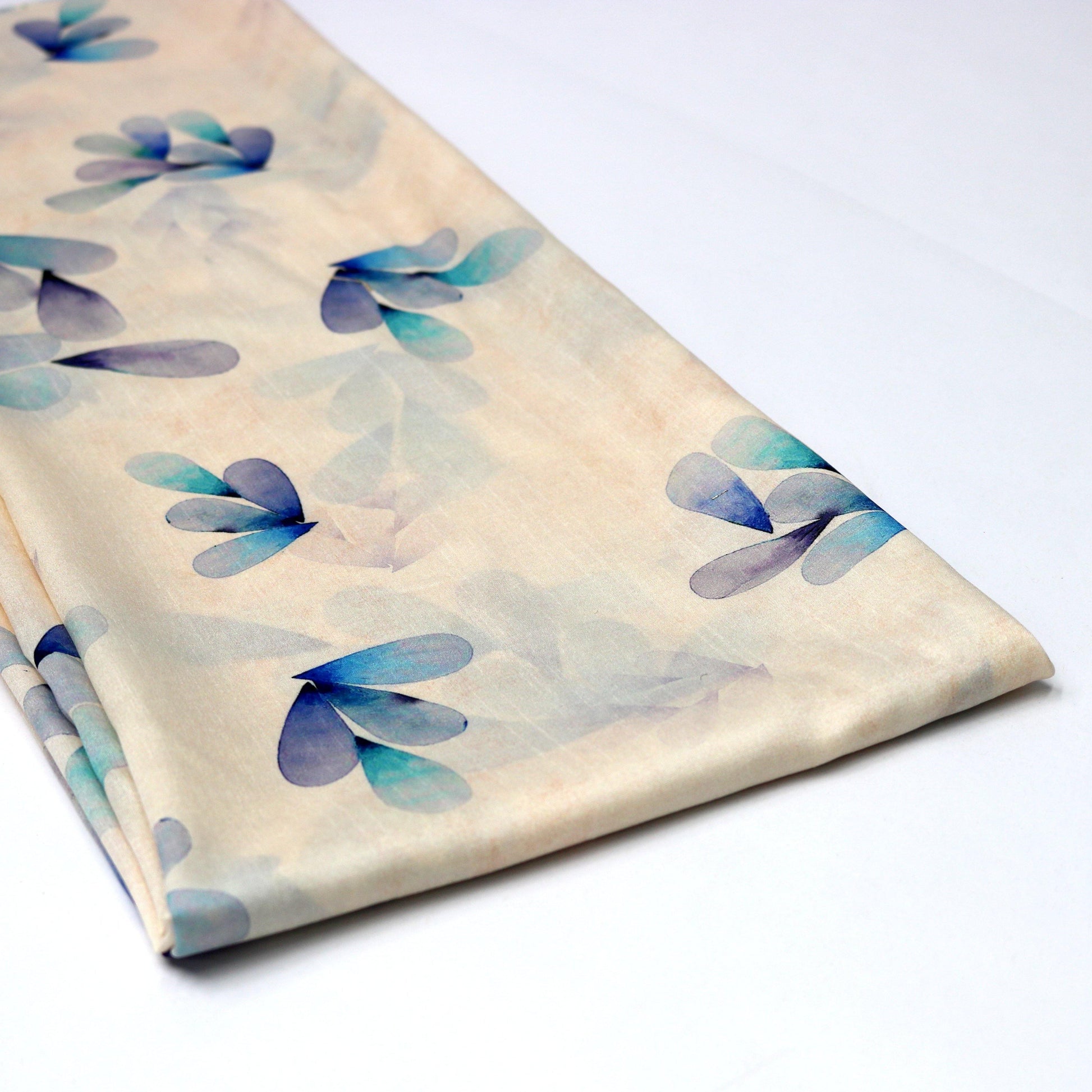 Leaves Digital Printed Kora Silk Fabrics - FAB VOGUE Studio®