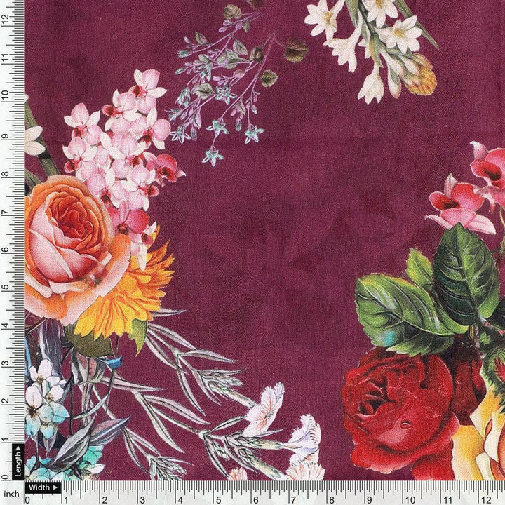 Purple Flower Digital Printed Fabric - FAB VOGUE Studio®