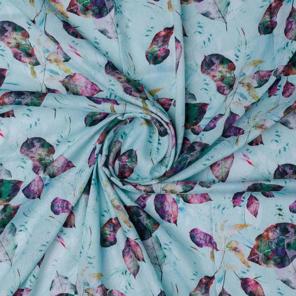 Watercolour Autumnal Leaves With Green Sprinkle Digital Printed Fabric - Kora Silk – ks 0 ta06364b 110 watercolour autumnal leaves with green sprinkle digital printed fabric kora silk 1