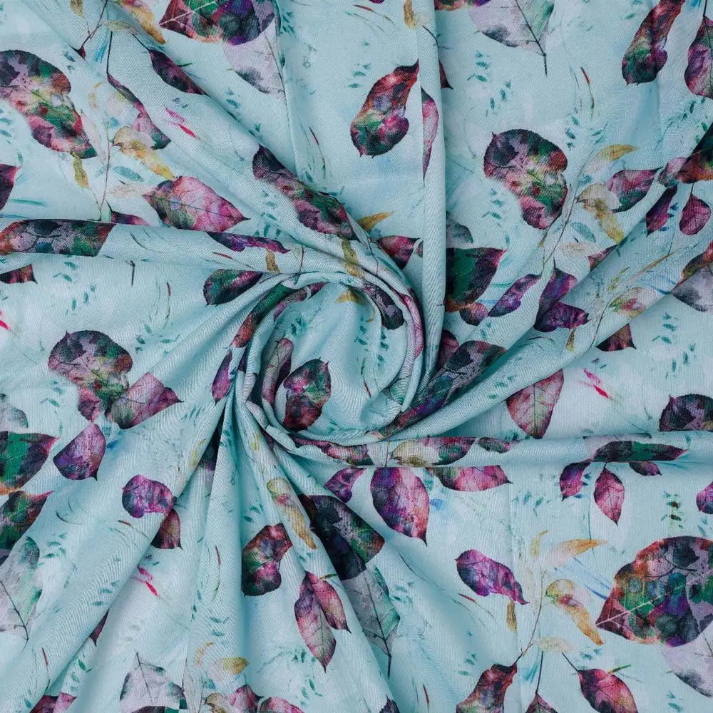 Watercolour Autumnal Leaves With Green Sprinkle Digital Printed Fabric - Kora Silk – ks 0 ta06364b 110 watercolour autumnal leaves with green sprinkle digital printed fabric kora silk 1