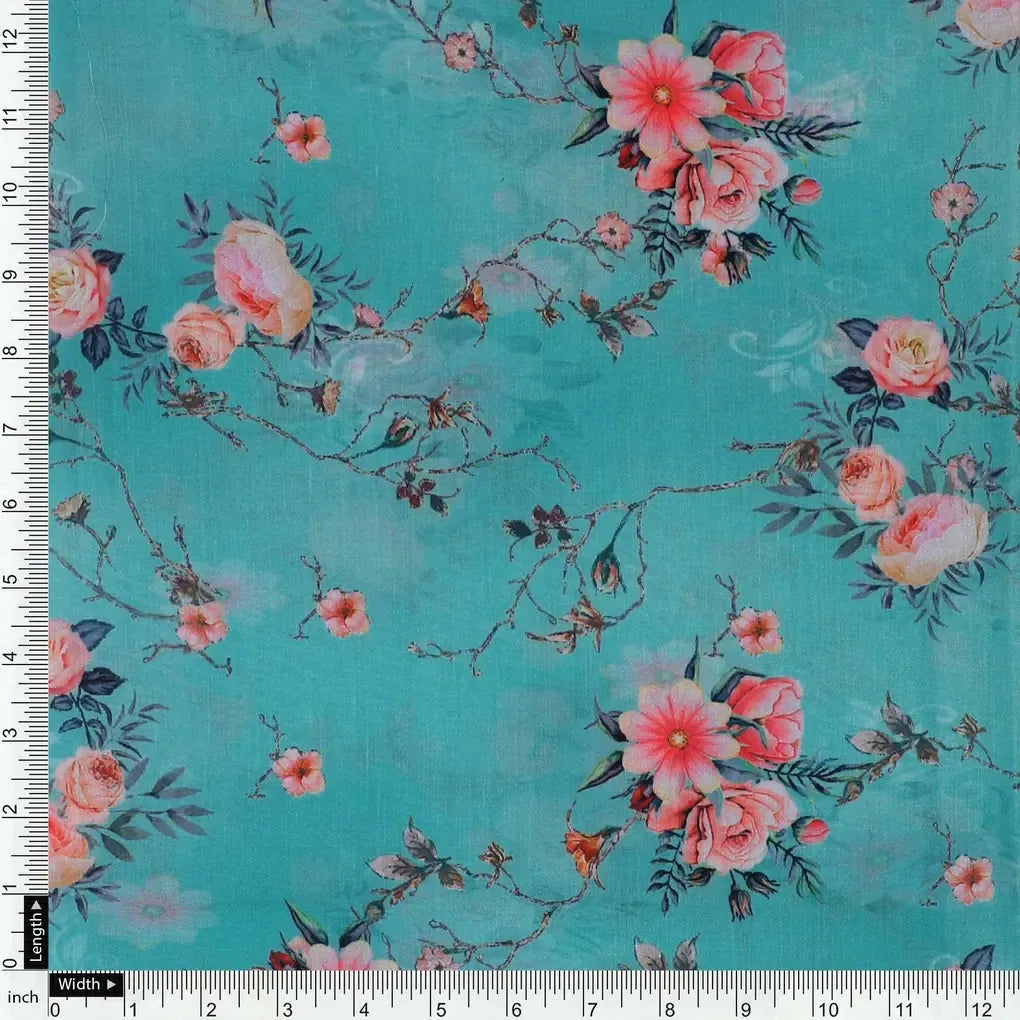 Flower Branch Allover Digital Printed Fabric - Kora Silk – ks 0 ta06541p1 110 flower branch allover digital printed fabric kora silk 4