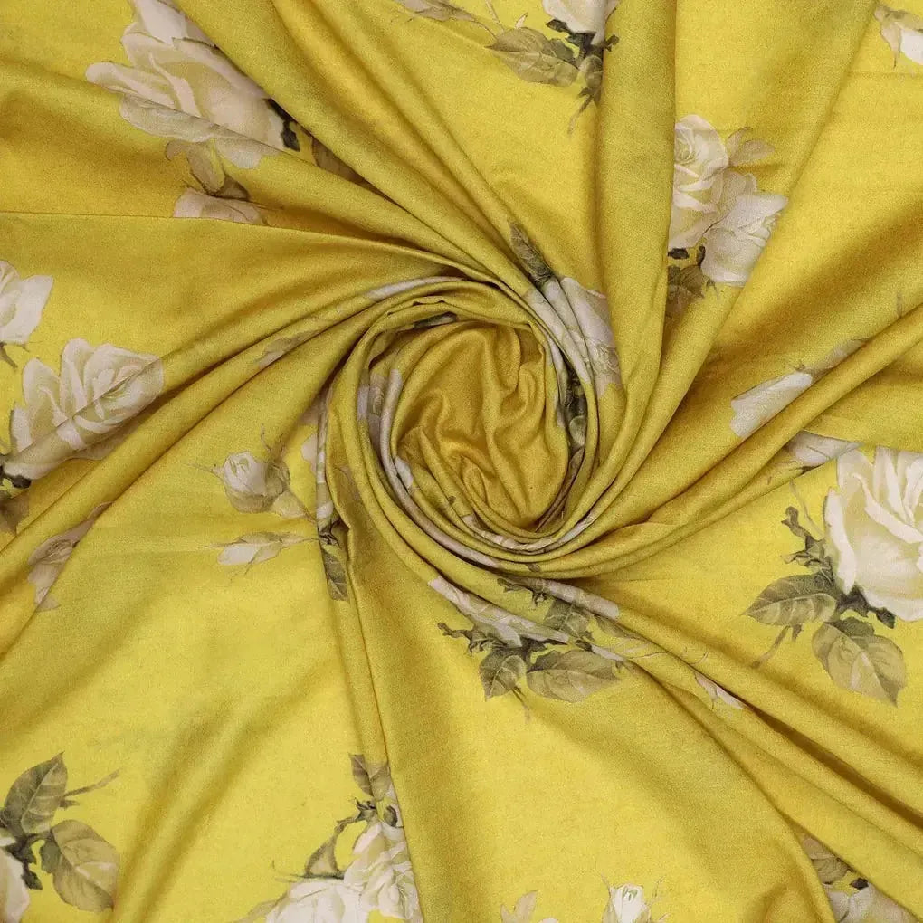 Lemon Yellow Flower Allover Digital Printed Fabric - Kora Silk – ks 0 ta06831p8 110 lemon yellow flower allover digital printed fabric kora silk 1
