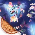 Little Leaves Petals With Blue background Digital Printed Fabric - Kora Silk – ks 0 ta07145p6 110 little leaves petals with blue background digital printed fabric kora silk 2