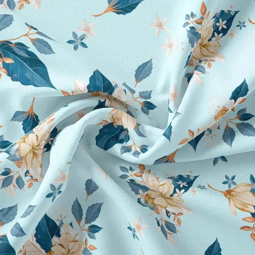 Flower On Ocean Blue Digital Printed Fabric - Kora Silk – ks 0 ta07233p1 110 flower on ocean blue digital printed fabric kora silk 1