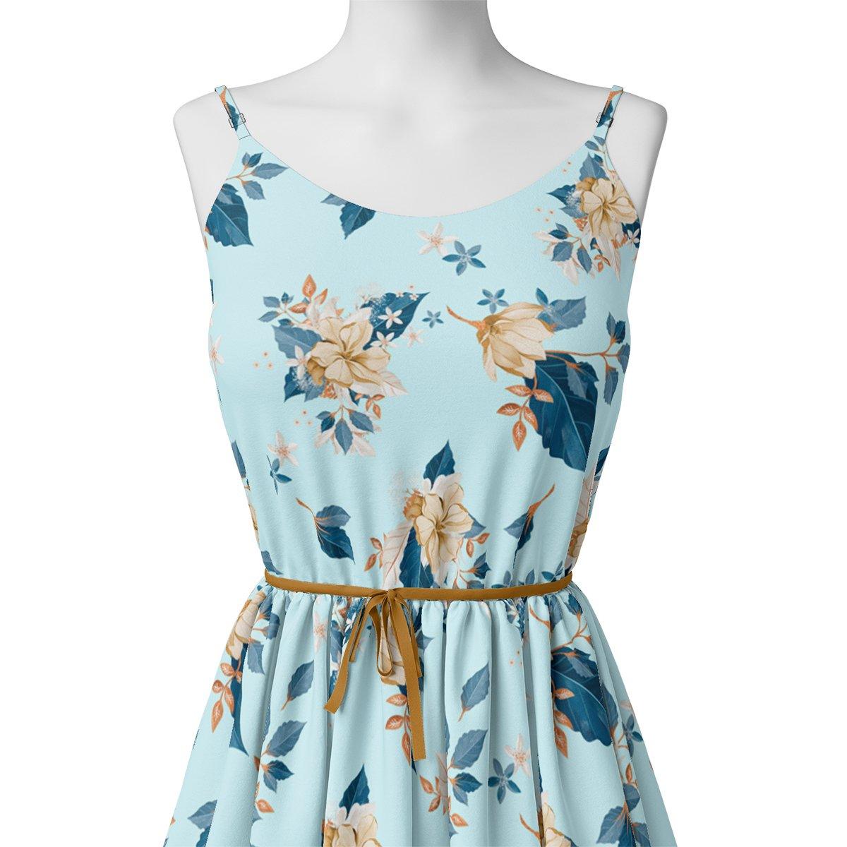 Flower On Ocean Blue Digital Printed Fabric - Kora Silk – ks 0 ta07233p1 110 flower on ocean blue digital printed fabric kora silk 2