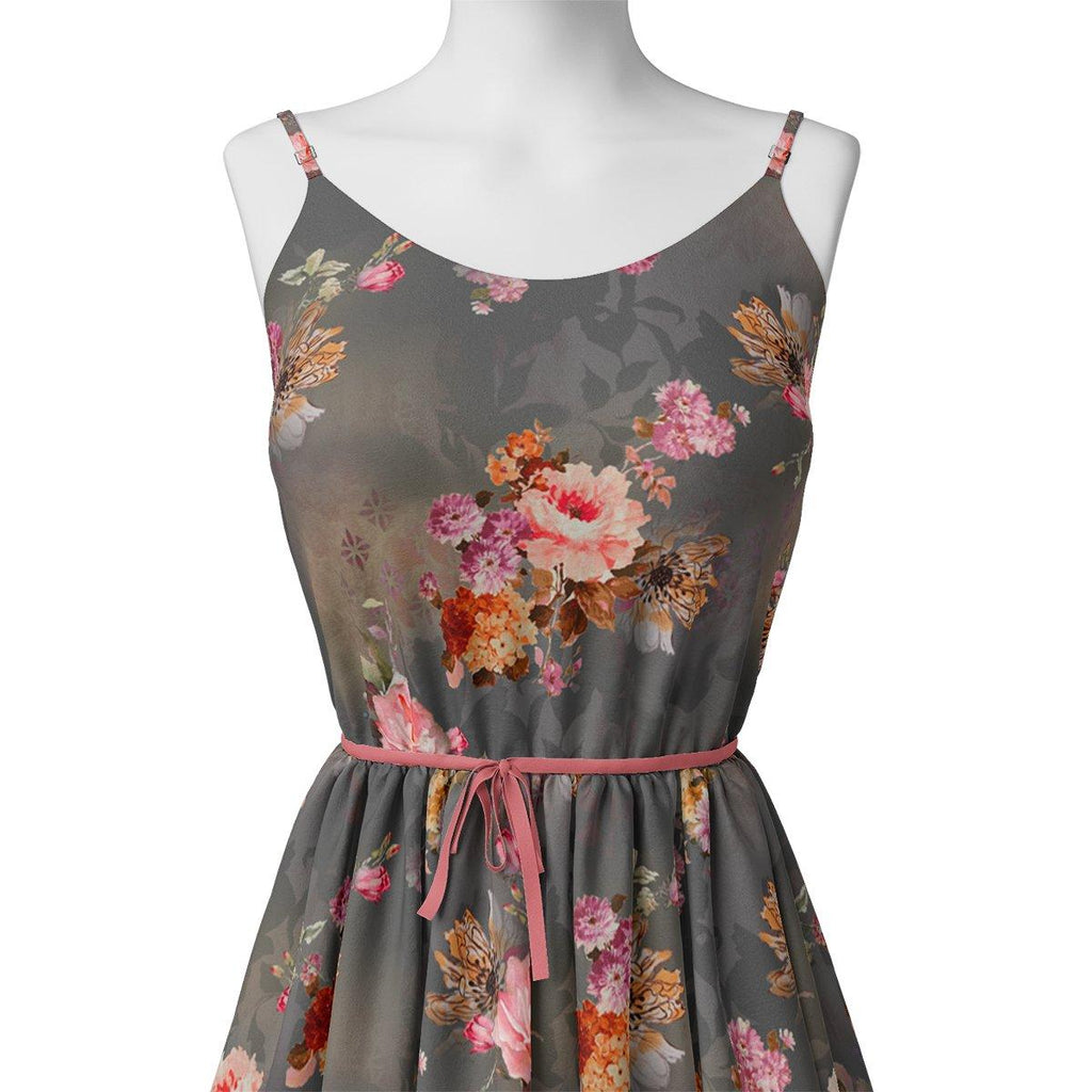 Painted Flower Bunch On Grey Palate Digital Printed Fabric  - Kora Silk – ks 0 ta07309p3 110 painted flower bunch on grey palate digital printed fabric kora silk 2