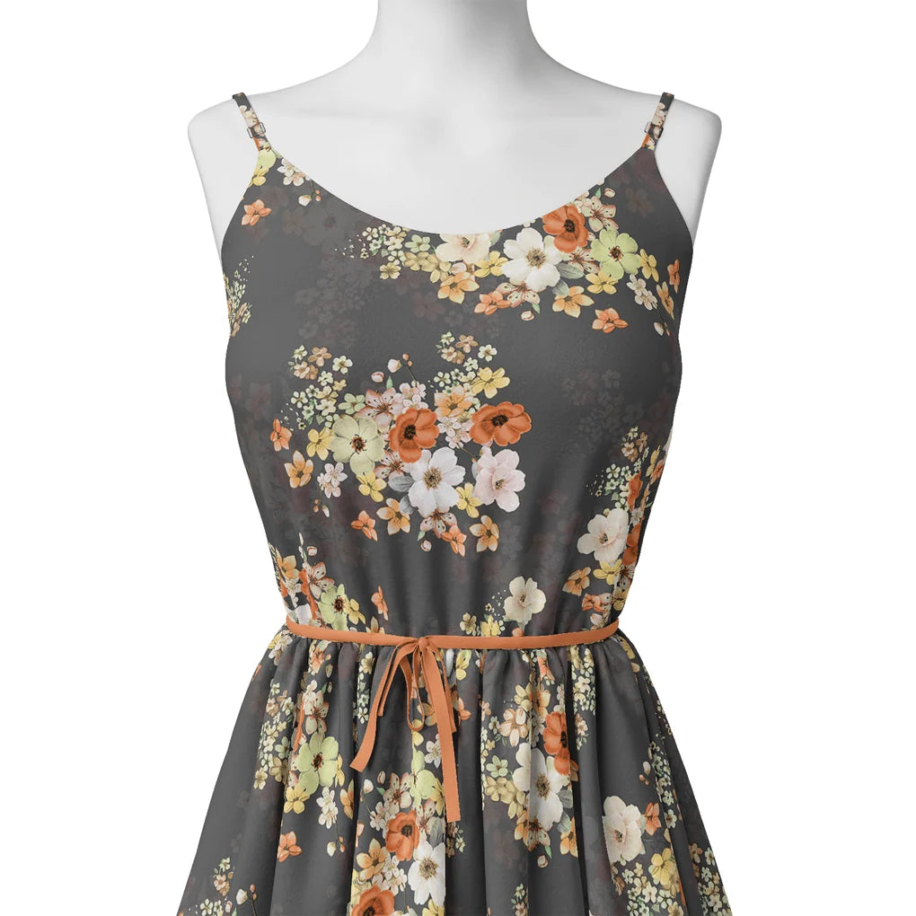 Multicolour Orchid Flower With Grey Background Digital Printed Fabric - Kora Silk – ks 0 ta07397p4 110 multicolour orchid flower with grey background digital printed fabric kora silk 2