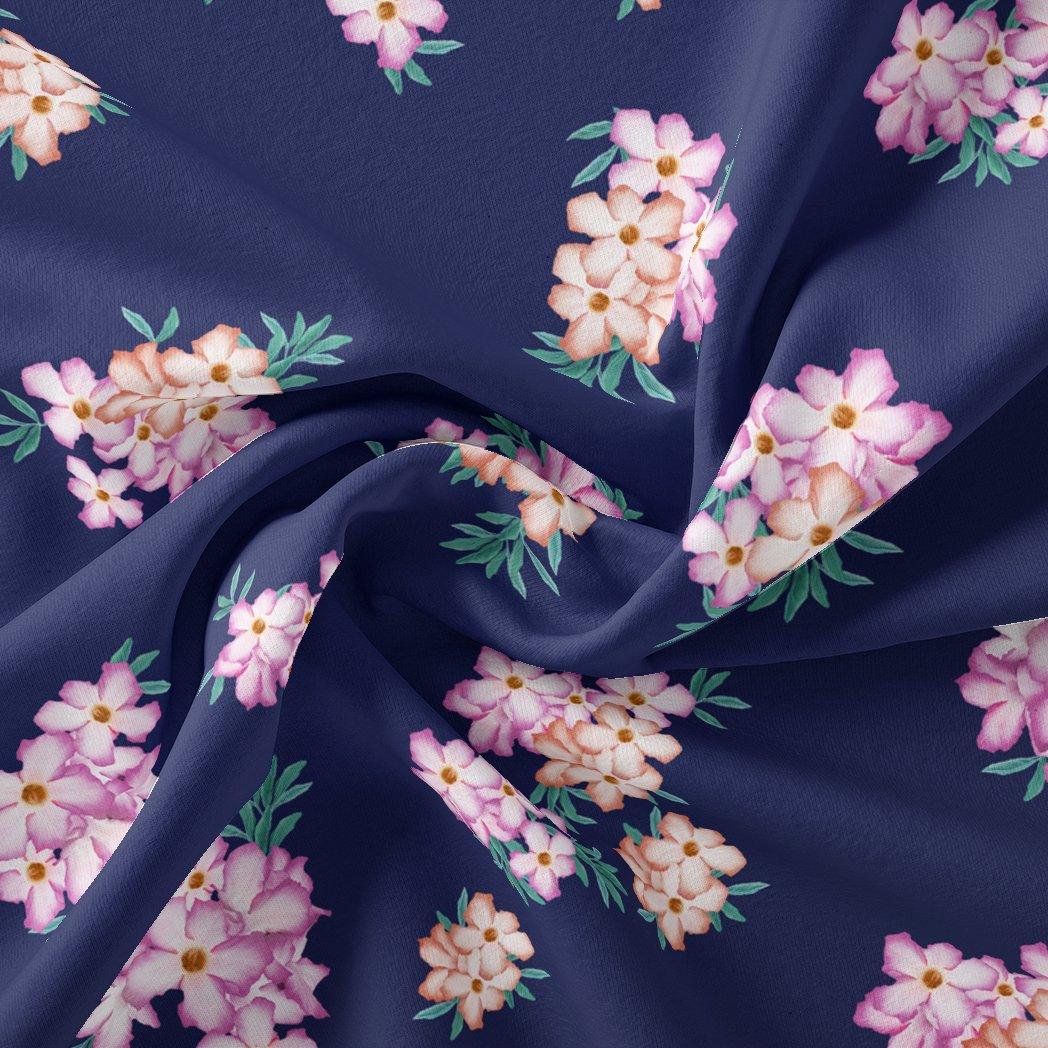Violet Flower Bunch Digital Printed Fabric - Kora Silk - FAB VOGUE Studio®
