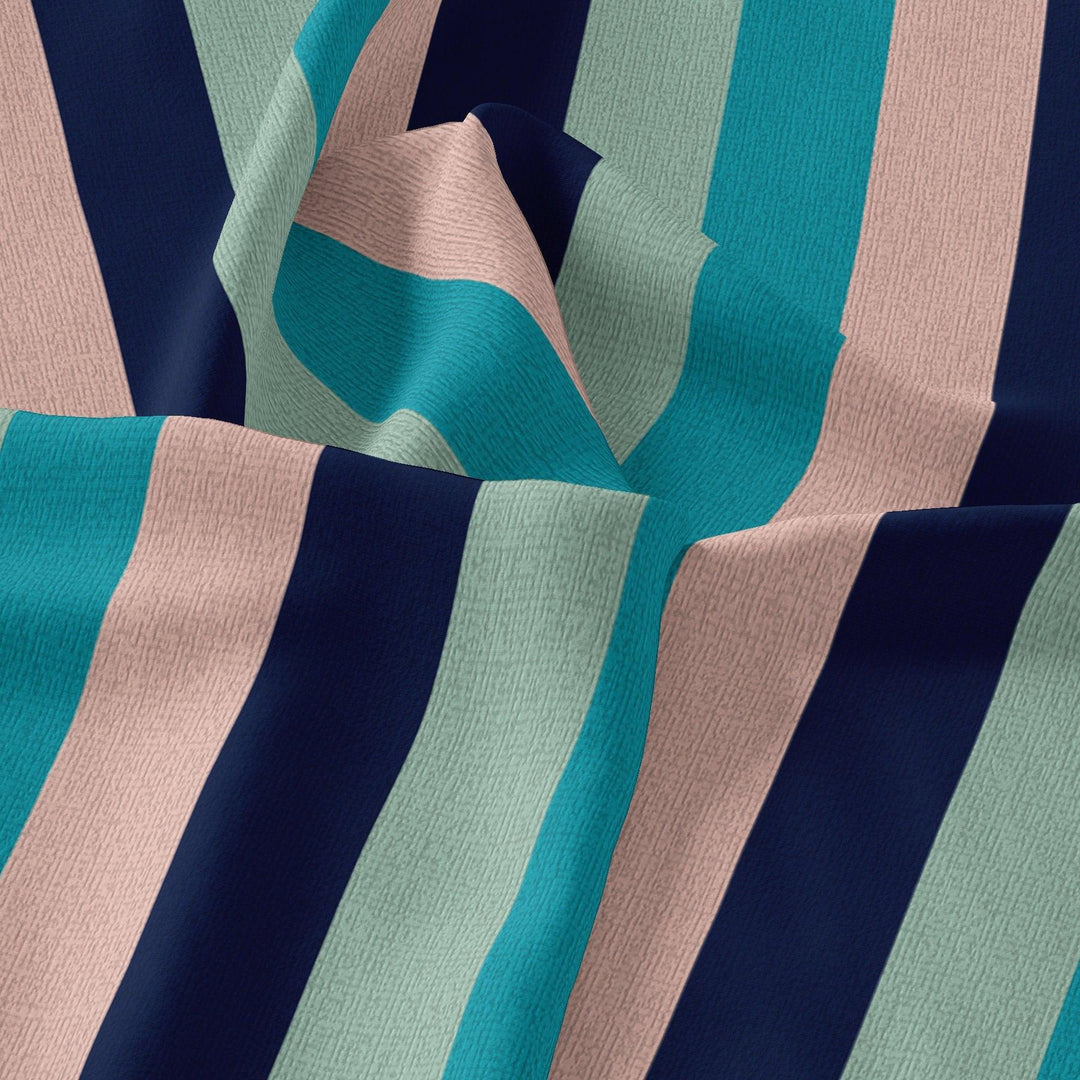 Subtle Colour Stripes Digital Printed Fabric - Kora Silk - FAB VOGUE Studio®