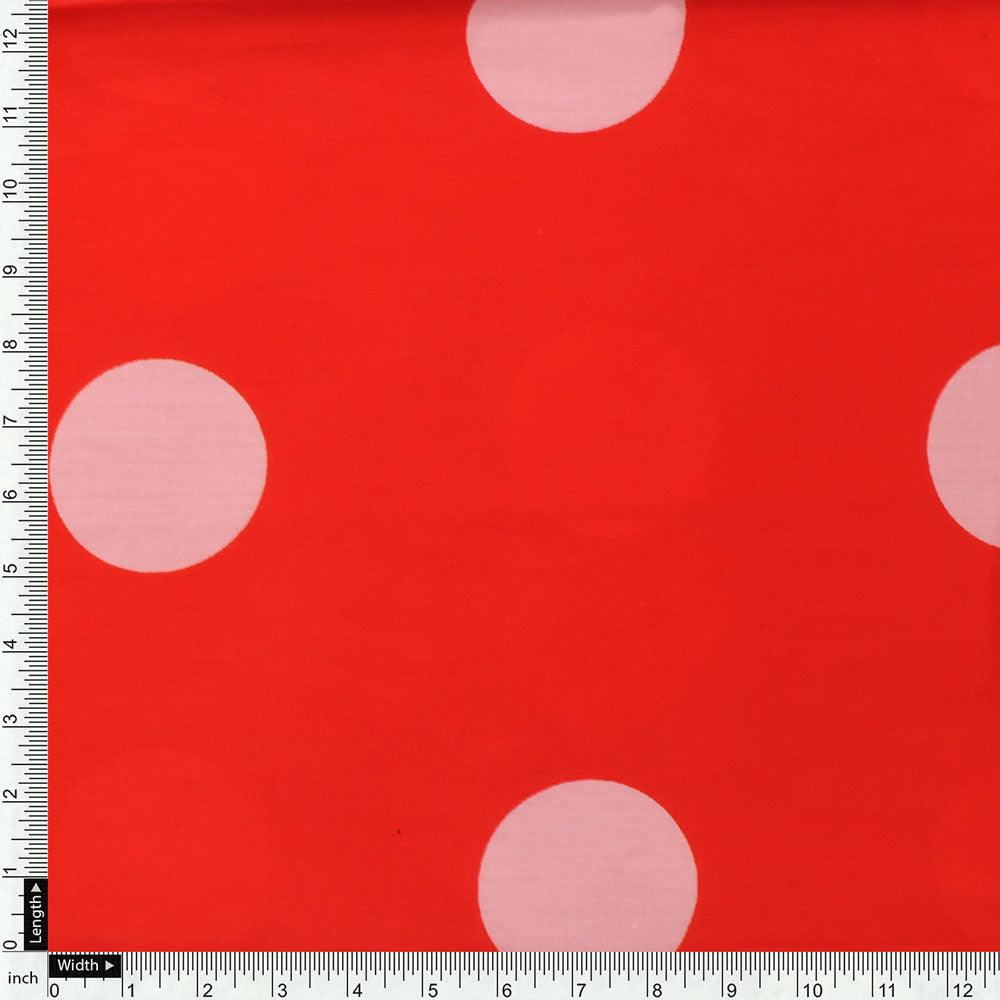 Huge Red Polka Dot Digital Printed Fabric - Kora Silk - FAB VOGUE Studio®