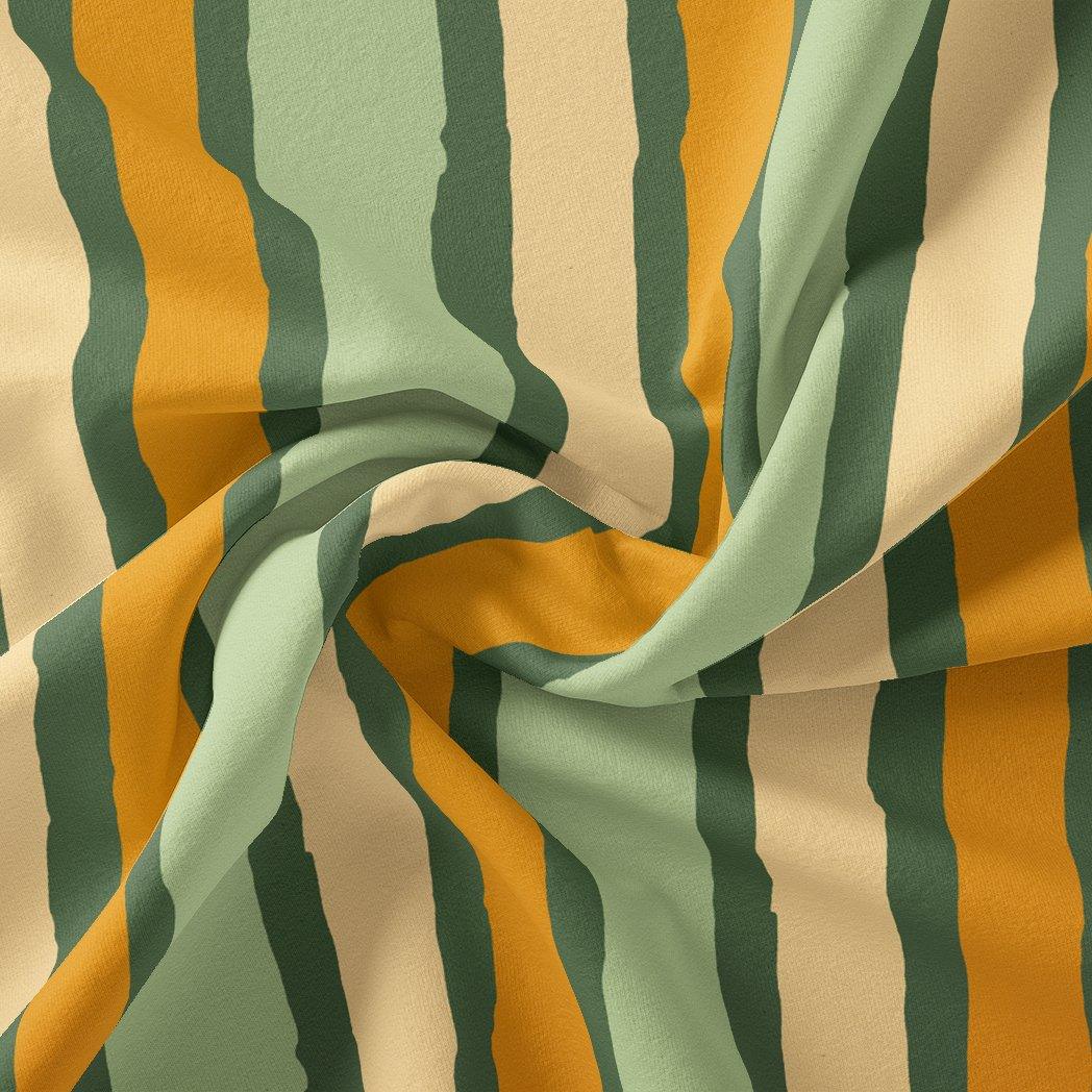 Yellow Green Stripes Digital Printed Fabric - Kora Silk - FAB VOGUE Studio®