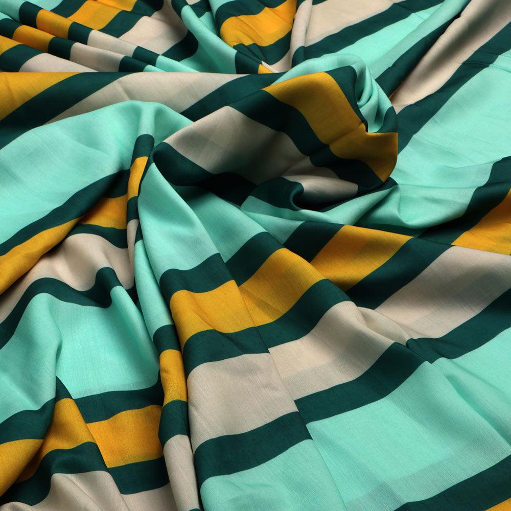 Green And Yellow Stripes Combo Digital Printed Fabric  - Kora Silk – ks 0 ta07542 110 green and yellow stripes combo digital printed fabric kora silk 3