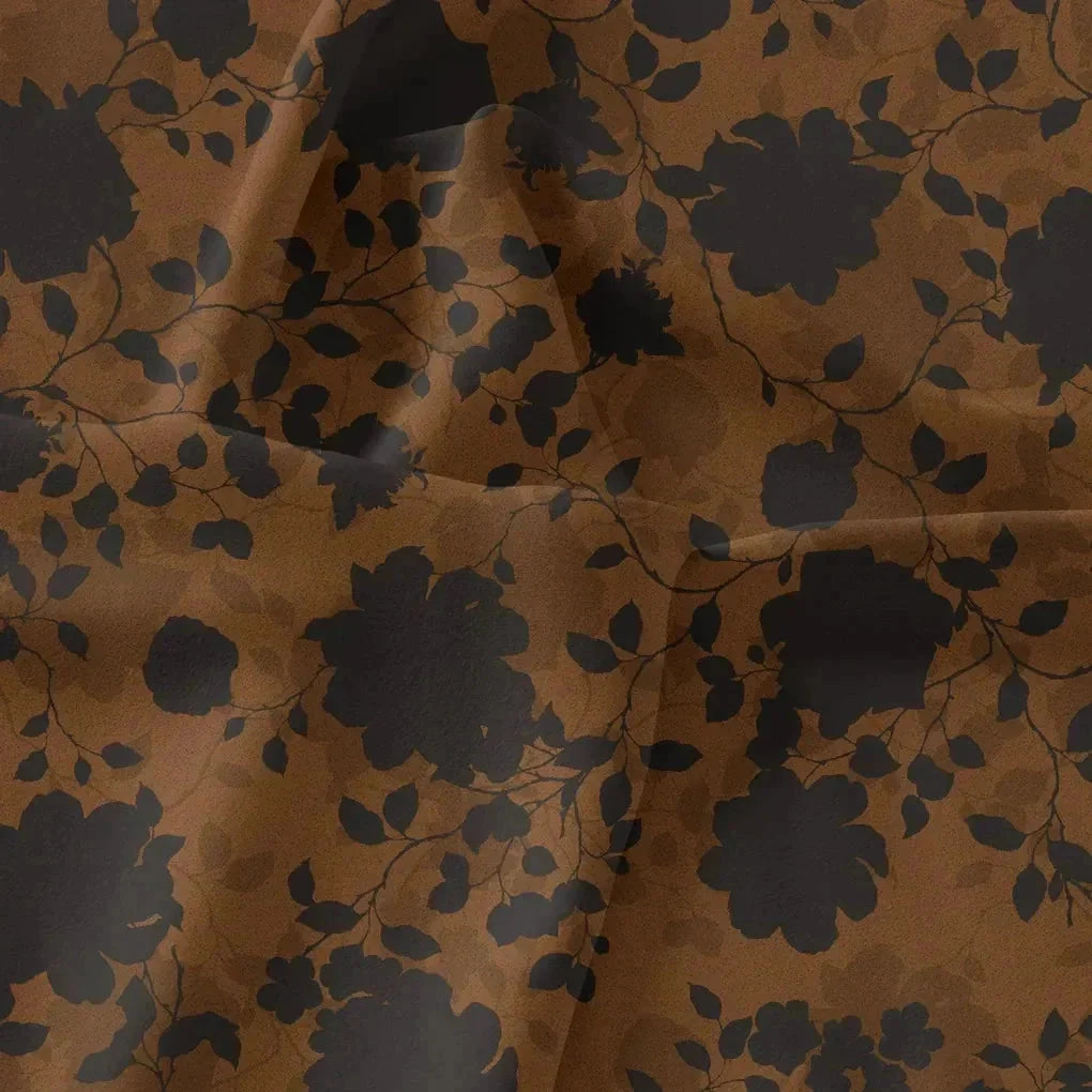 Black And Rustic Look Flower Digital Printed Fabric - Kora Silk – ks 0 ta07594 110 black and rustic look flower digital printed fabric kora silk 3