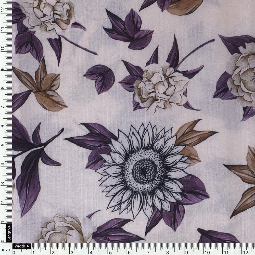 Vintage Look Flower Digital Printed Fabric - Kora Silk - FAB VOGUE Studio®