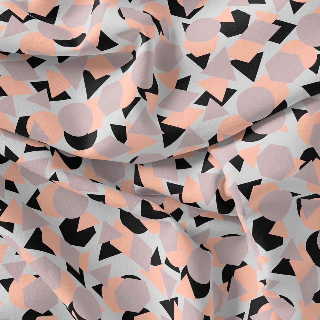 Colourful Geometric Shape Digital Printed Fabric - Kora Silk - FAB VOGUE Studio®