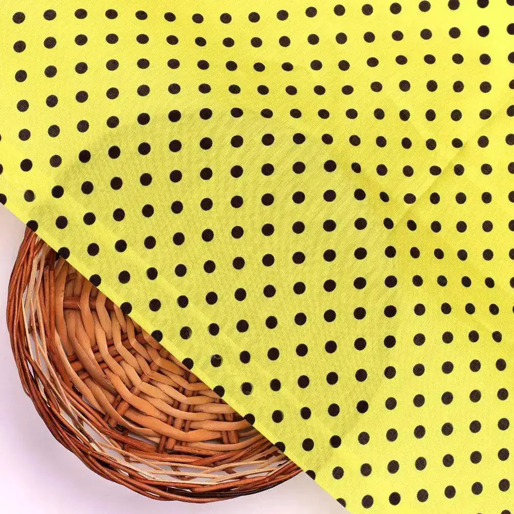 Yellow Polka Dot Digital Printed Fabric - Kora Silk – ks 0 ta07619p2 110 yellow polka dot digital printed fabric kora silk 2