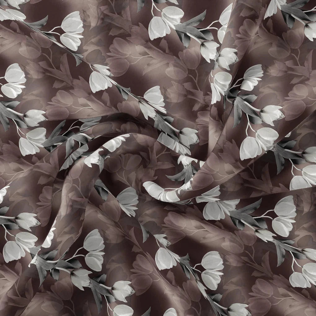 Watercolor Blooming Flower Brown Flower Digital Printed Fabric - Kora Silk – ks 0 ta08146p3 110 watercolor blooming flower brown flower digital printed fabric kora silk 1