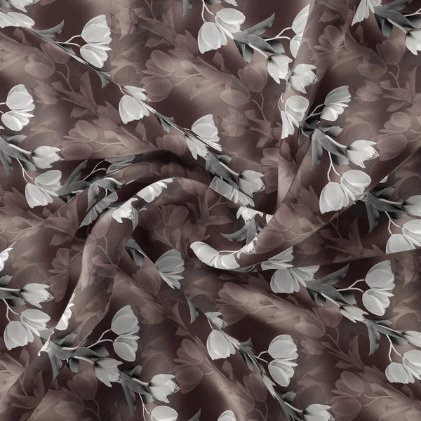 Watercolor Blooming Flower Brown Flower Digital Printed Fabric - Kora Silk – ks 0 ta08146p3 110 watercolor blooming flower brown flower digital printed fabric kora silk 1