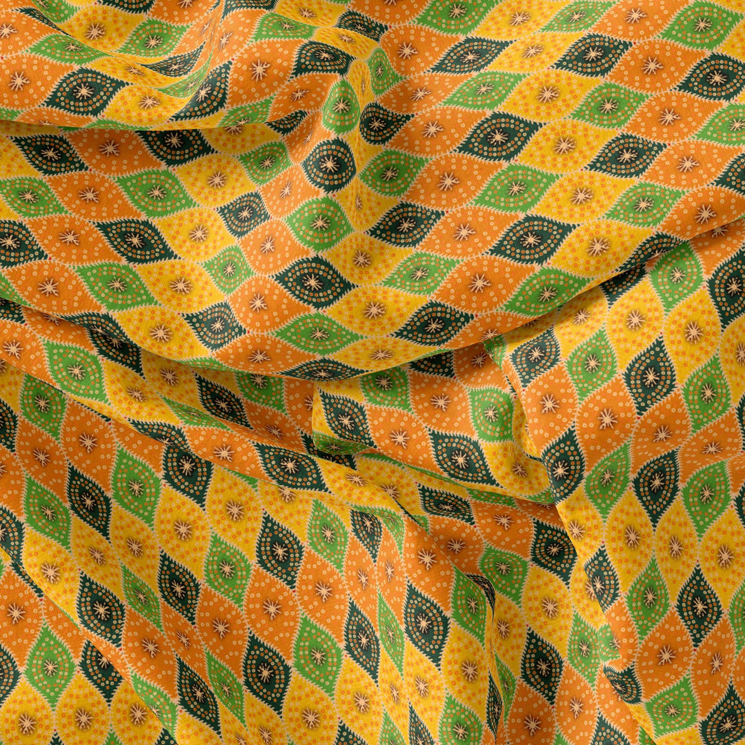 Mix Ogee Seamless Pattern Digital Printed Fabric - Kora Silk - FAB VOGUE Studio®