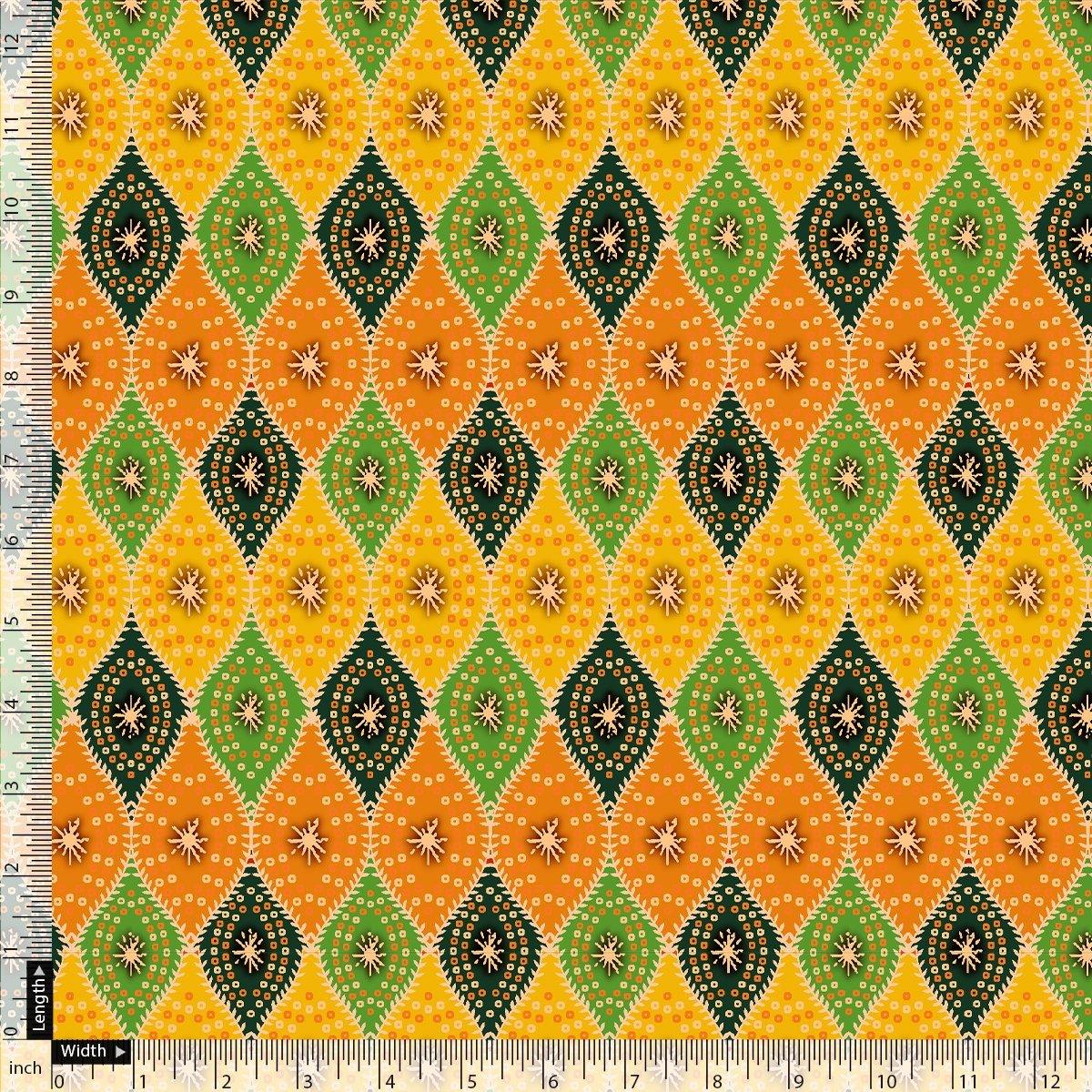 Mix Ogee Seamless Pattern Digital Printed Fabric - Kora Silk - FAB VOGUE Studio®