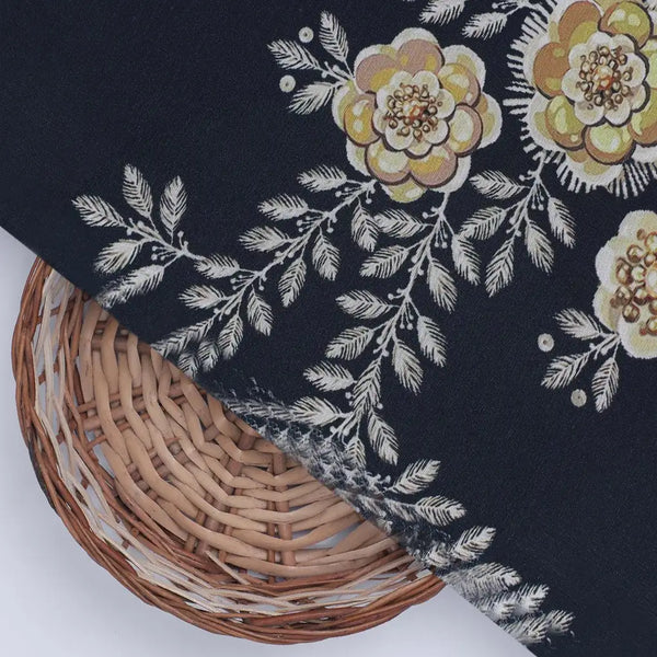Embroidery Flower And Buds Digital Printed Fabric - Kora Silk – ks 0 ta08266p 110 embroidery flower and buds digital printed fabric kora silk 2 - alternate view