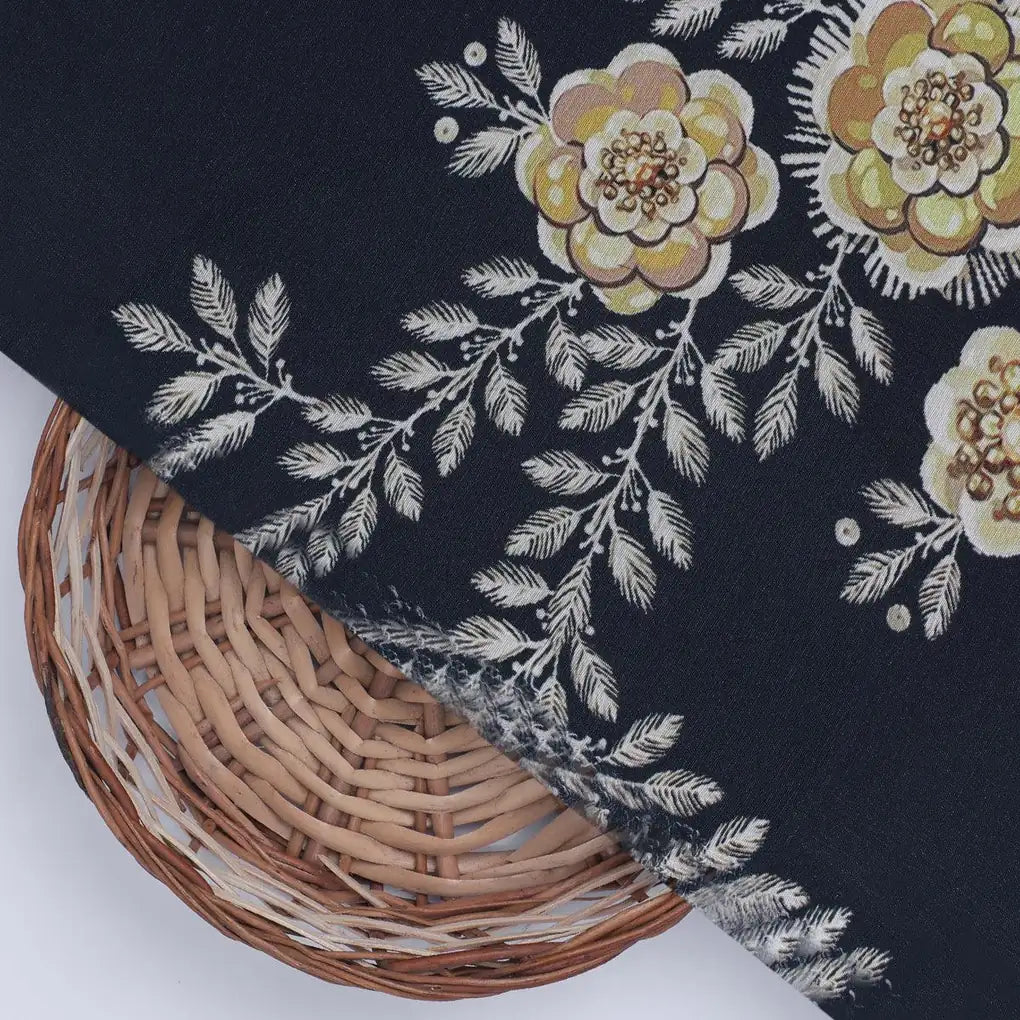 Embroidery Flower And Buds Digital Printed Fabric - Kora Silk – ks 0 ta08266p 110 embroidery flower and buds digital printed fabric kora silk 2