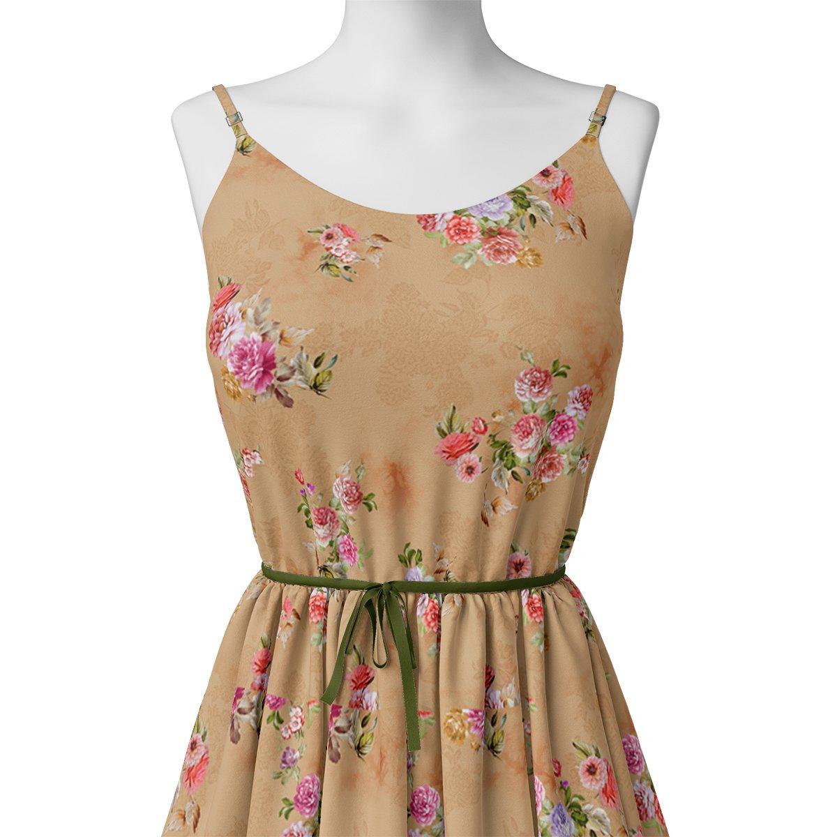 Chintz Pink Florish Flower Digital Printed Fabric - Kora Silk - FAB VOGUE Studio®