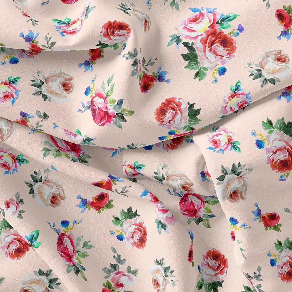Exotic Blooms Water Color Cream Rose Digital Printed Fabric - Kora Silk – ks 0 ta08322 110 exotic blooms water color cream rose digital printed fabric kora silk 3