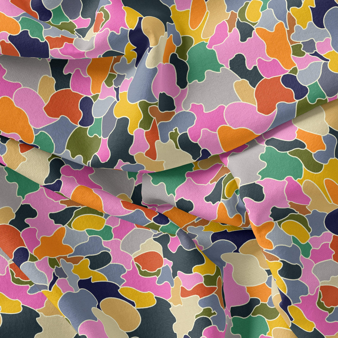 Seamless Rainbow Marble Art Digital Printed Fabric - Kora Silk - FAB VOGUE Studio®