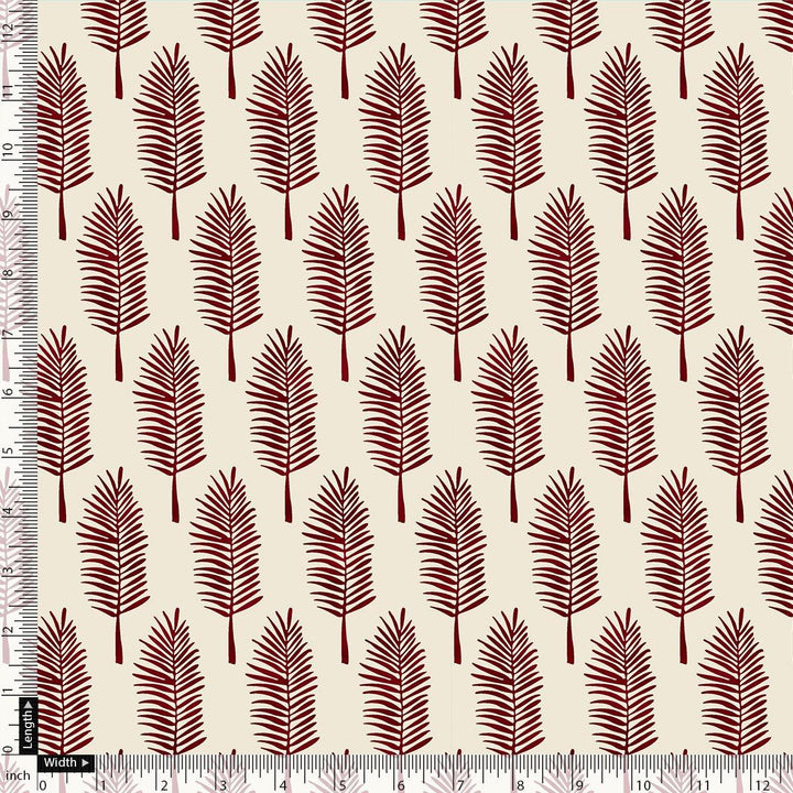 Red Pedate Leafs Digital Printed Fabric - Kora Silk - FAB VOGUE Studio®