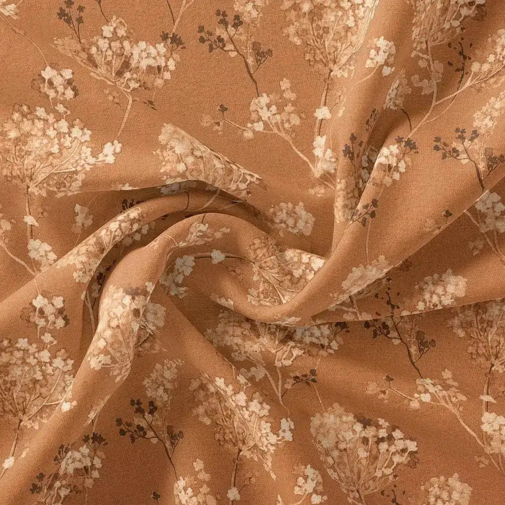 Brown Brush Painted Flower Digital Printed Fabric – ks 0 ta0845 110 brown brush painted flower digital printed fabric 1