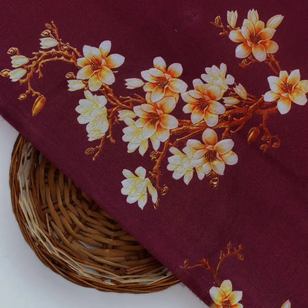 Attractive Yellow Lily Floral Flower Digital Printed Fabric - Kora Silk – ks 0 ta08510d 110 attractive yellow lily floral flower digital printed fabric kora silk 2