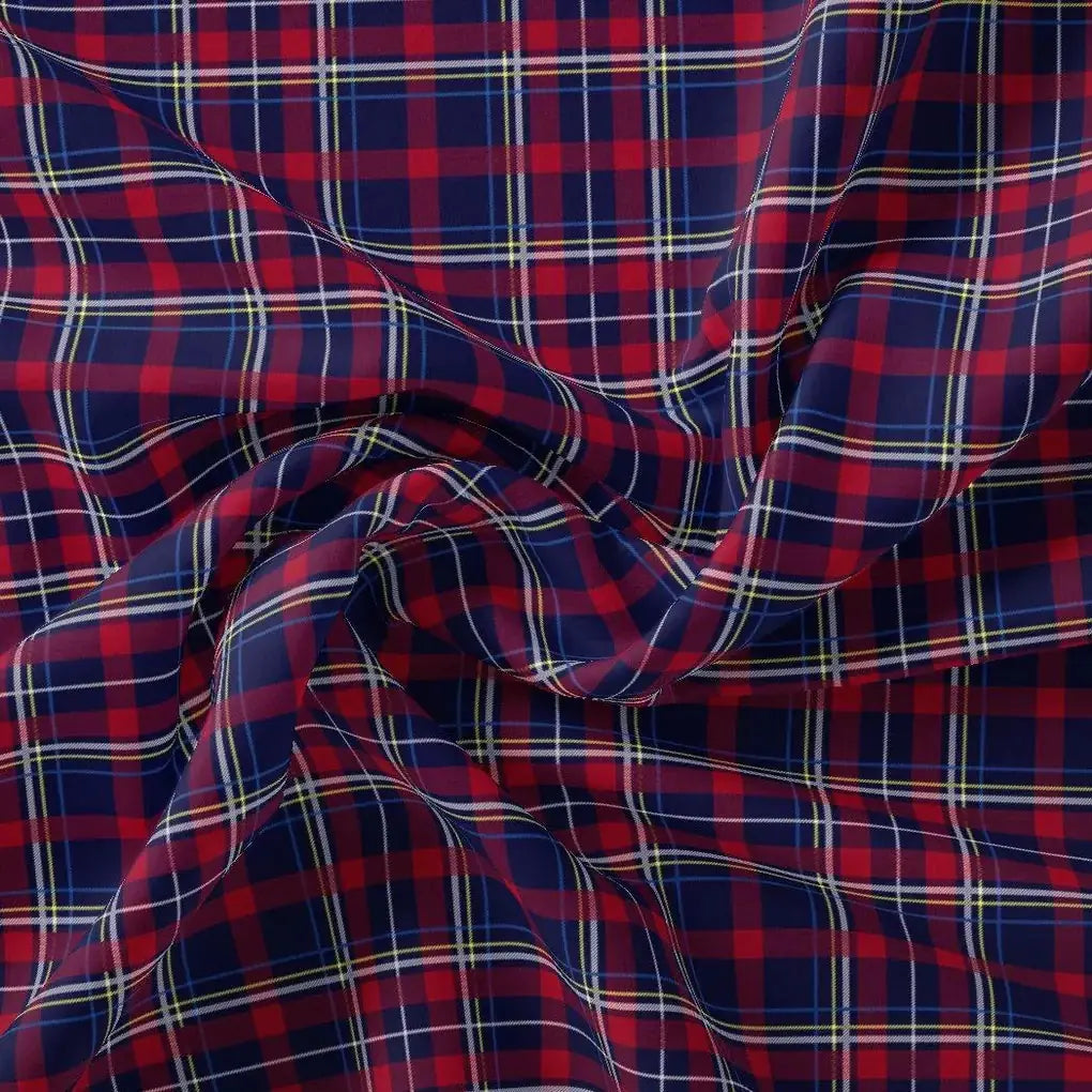 Gingham Pattern With Red And Blue Colour Digital Printed Fabric - Kora Silk – ks 0 ta08596 110 gingham pattern with red and blue colour digital printed fabric kora silk 1