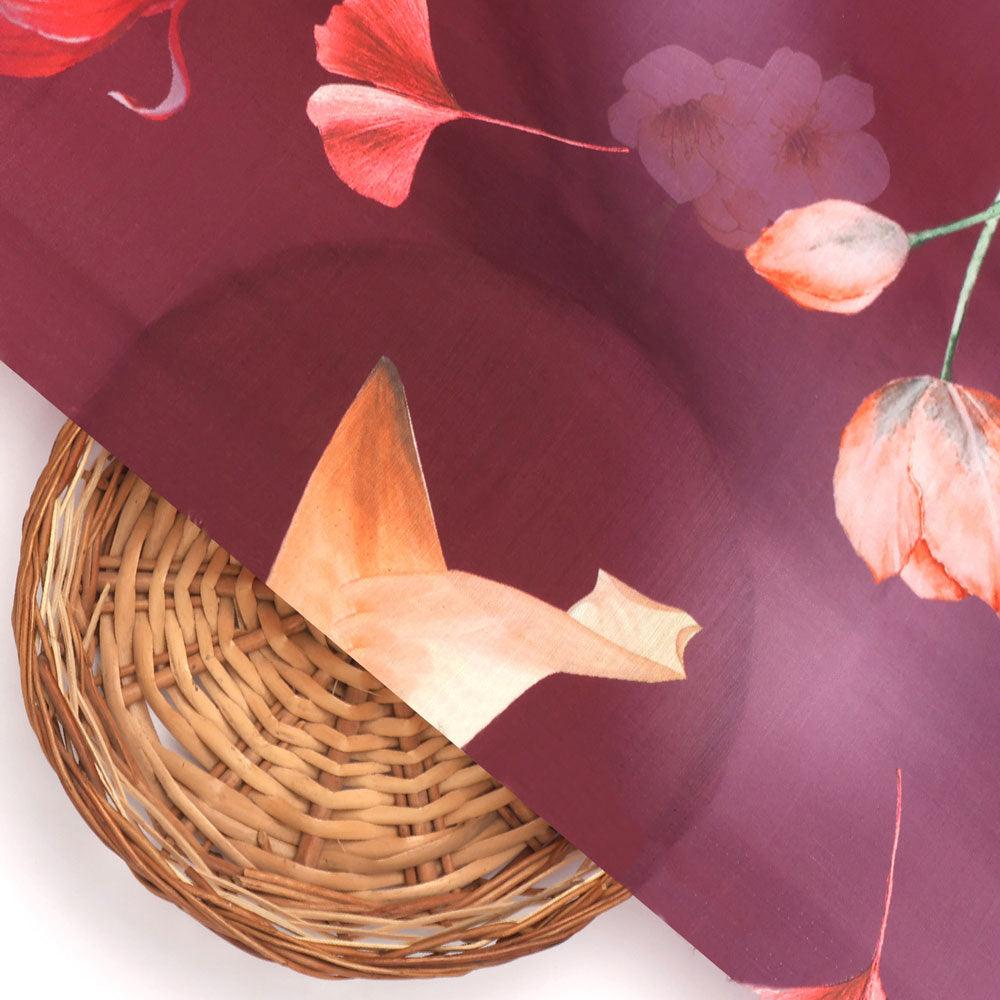 Shiny Red Tulip With Cherry Blossom Flower Digital Printed Fabric - Kora Silk – ks 0 ta08648p16 110 shiny red tulip with cherry blossom flower digital printed fabric kora silk 2