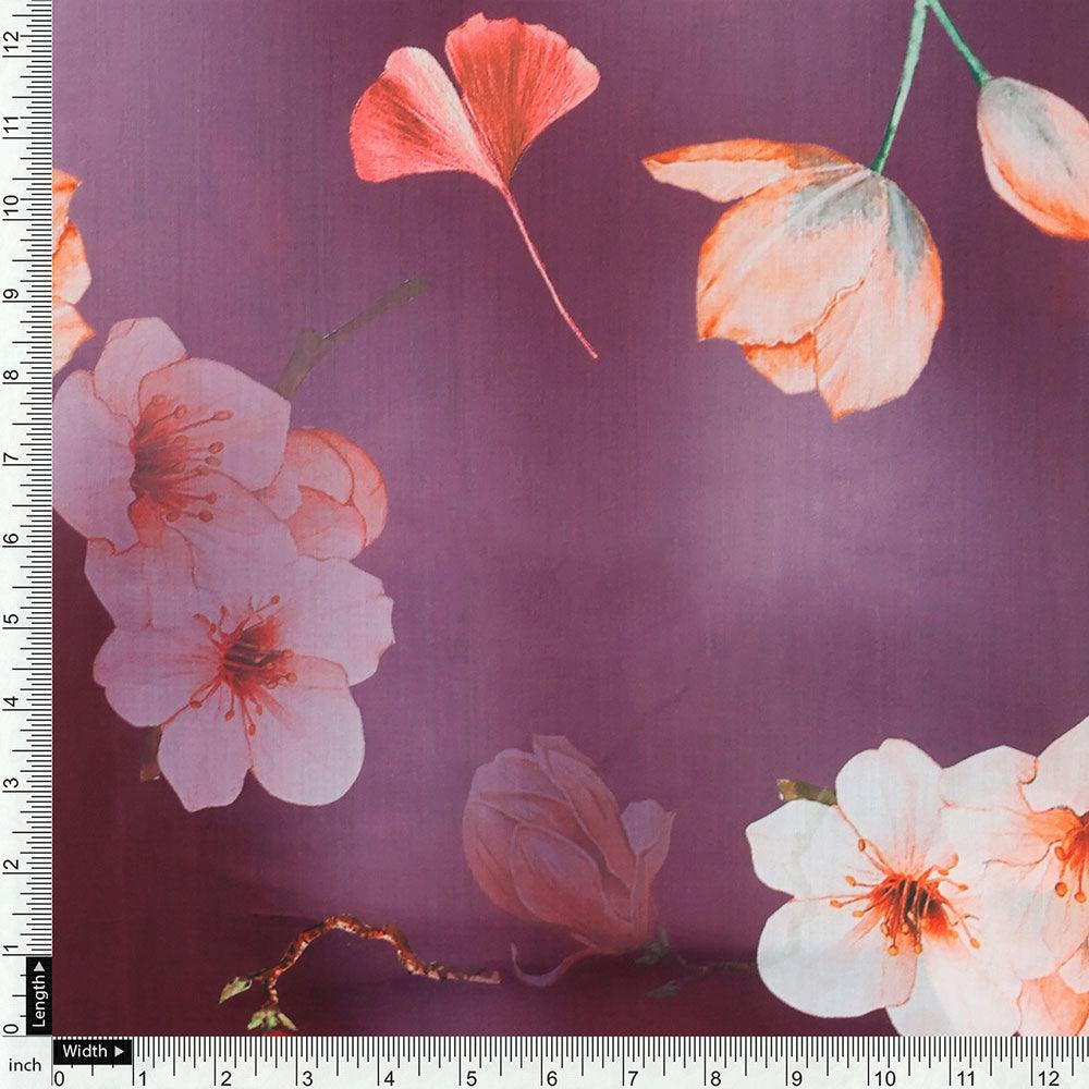 Shiny Red Tulip With Cherry Blossom Flower Digital Printed Fabric - Kora Silk – ks 0 ta08648p16 110 shiny red tulip with cherry blossom flower digital printed fabric kora silk 4