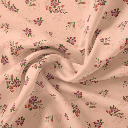 Lovely Pink Orchid Bunch Digital Printed Fabric - Kora Silk - FAB VOGUE Studio®