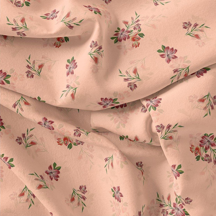 Lovely Pink Orchid Bunch Digital Printed Fabric - Kora Silk - FAB VOGUE Studio®