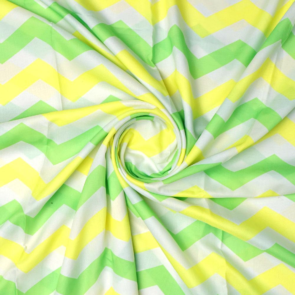 Endless Zigzag Pattern Digital Printed Fabric - Kora Silk - FAB VOGUE Studio®
