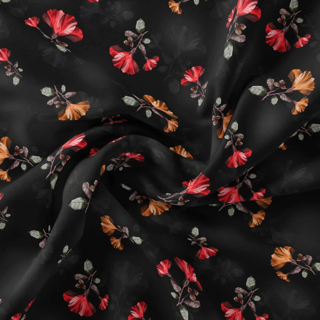 Morden Red Iris With Golden Floral Digital Printed Fabric - Kora Silk – ks 0 ta08882p1 110 morden red iris with golden floral digital printed fabric kora silk 1