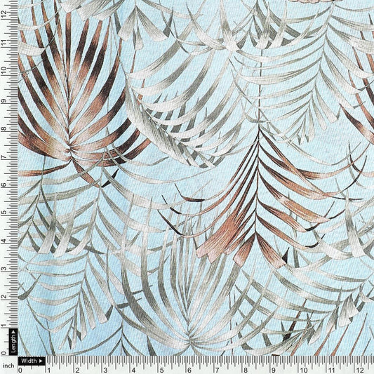 Tropical Garden Leaves Digital Printed Fabric - Kora Silk - FAB VOGUE Studio®