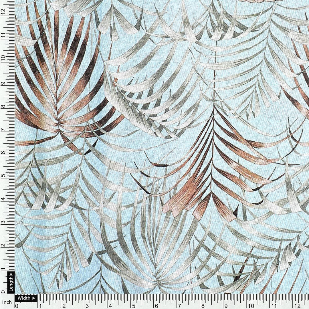 Tropical Garden Leaves Digital Printed Fabric - Kora Silk - FAB VOGUE Studio®